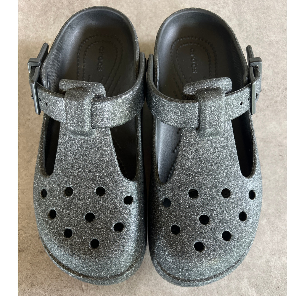 Crocs Classic Mary Jane Clogs Black glitter platform loafer goth emo comfort - Picture 7 of 11